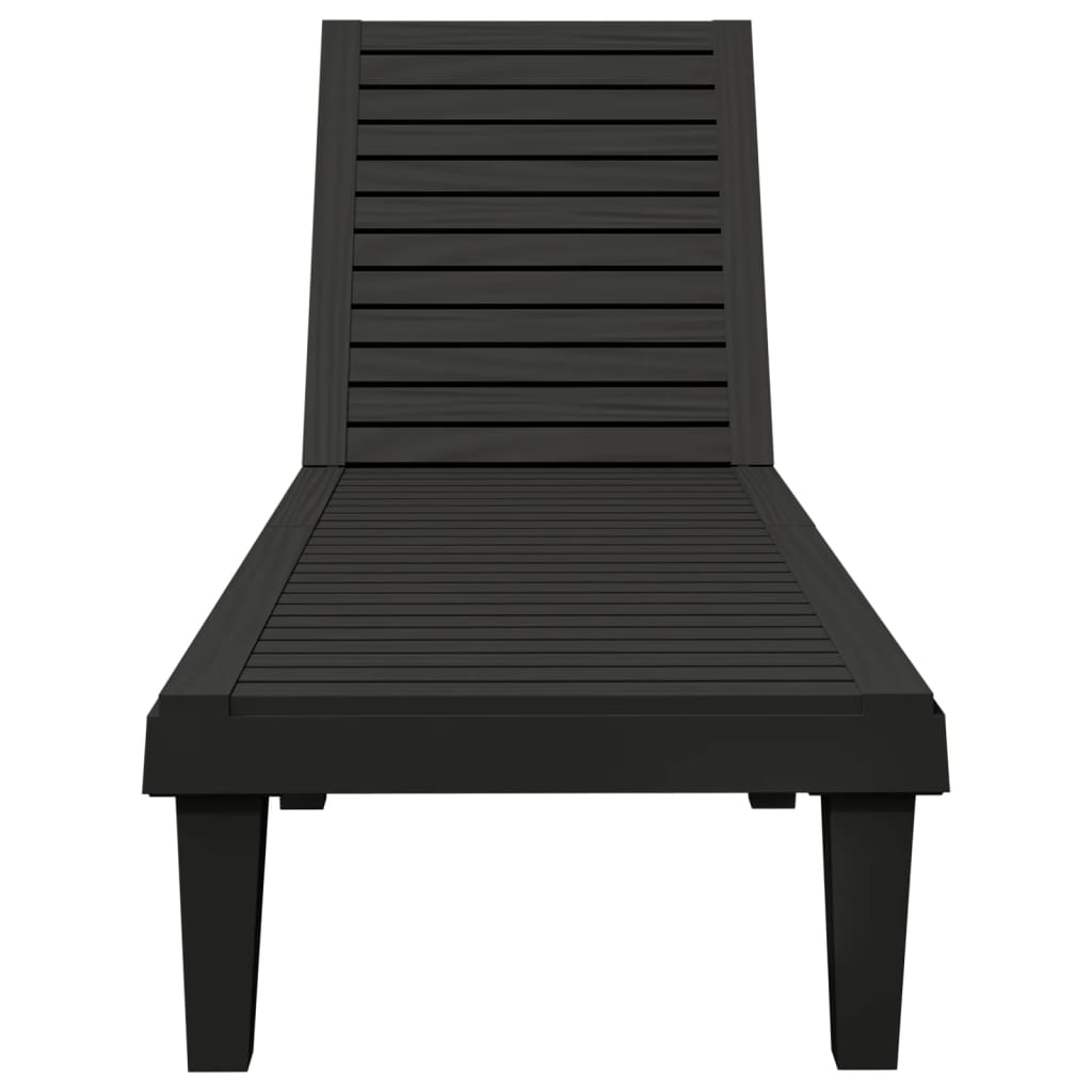 Black Polypropylene Sun Loungers Set of 2 - 155x58x83 cm