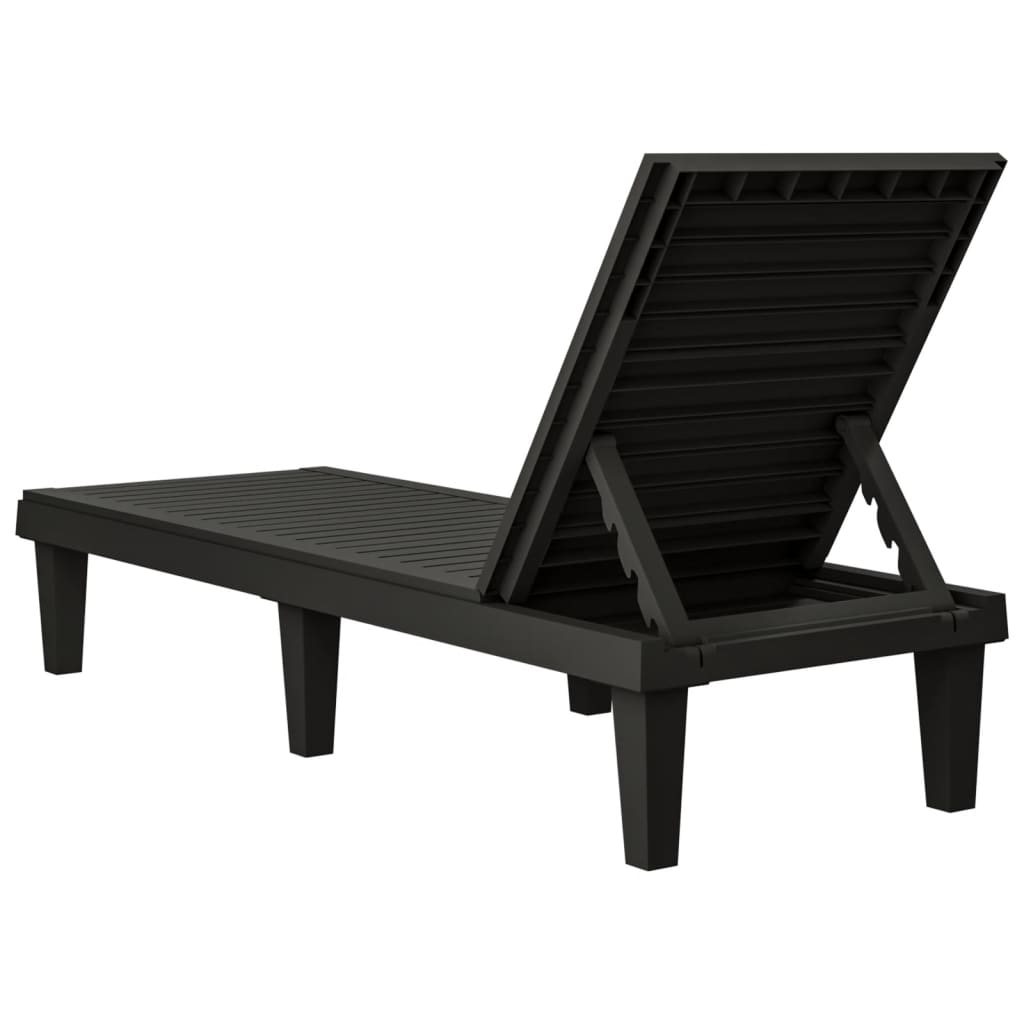 Black Polypropylene Sun Loungers Set of 2 - 155x58x83 cm