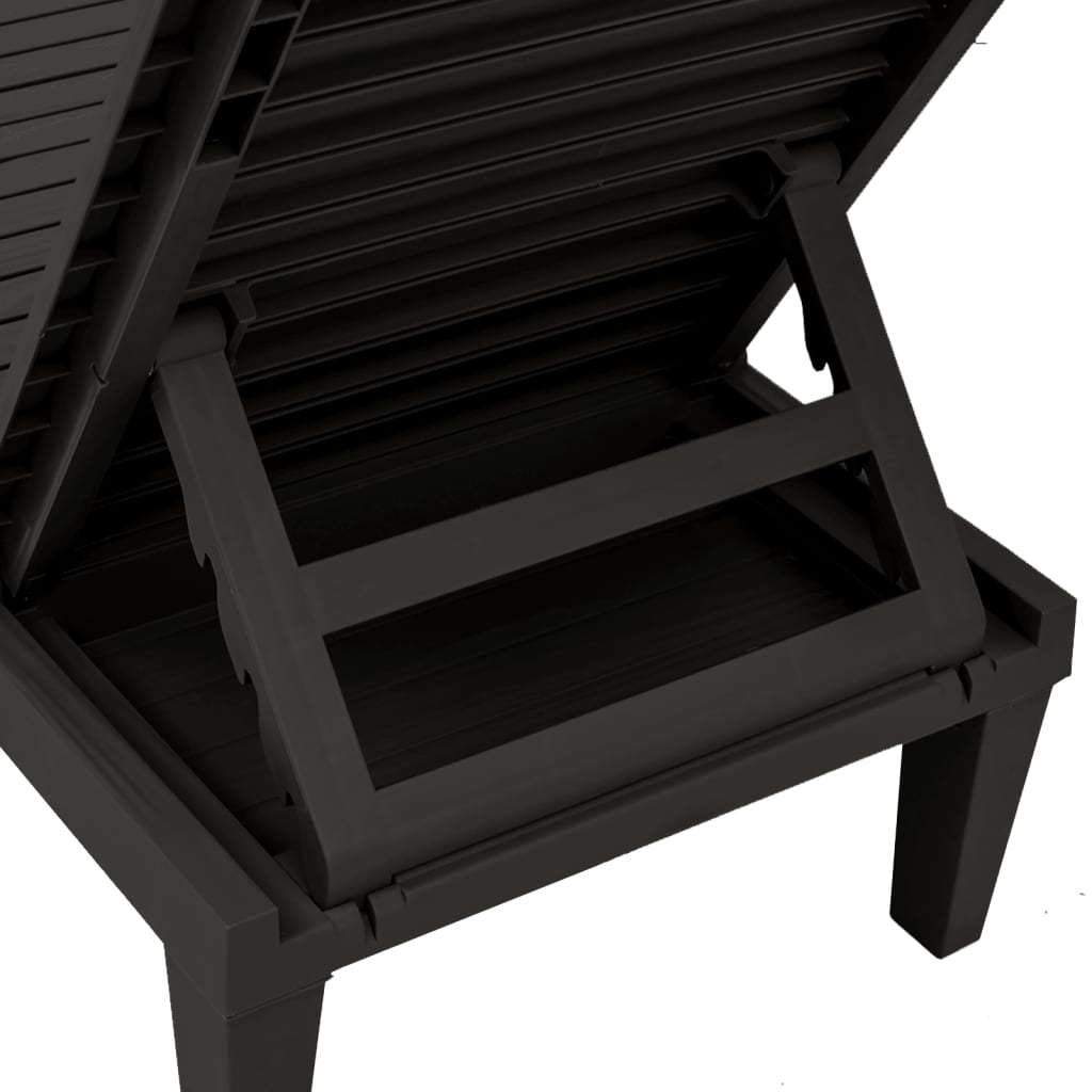 Black Polypropylene Sun Loungers Set of 2 - 155x58x83 cm