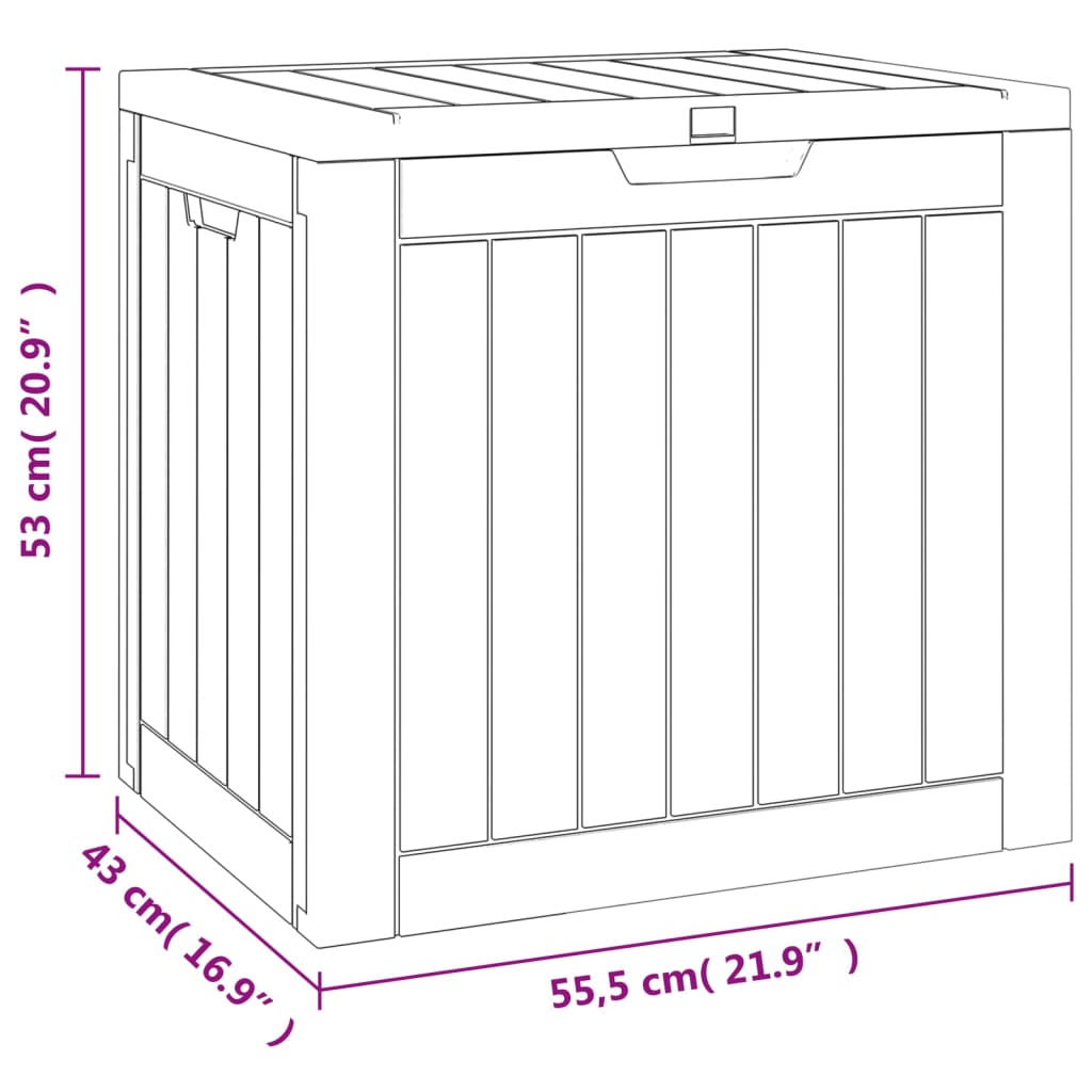 Compact Grey Polypropylene Garden Storage Box 55.5x43x53 cm