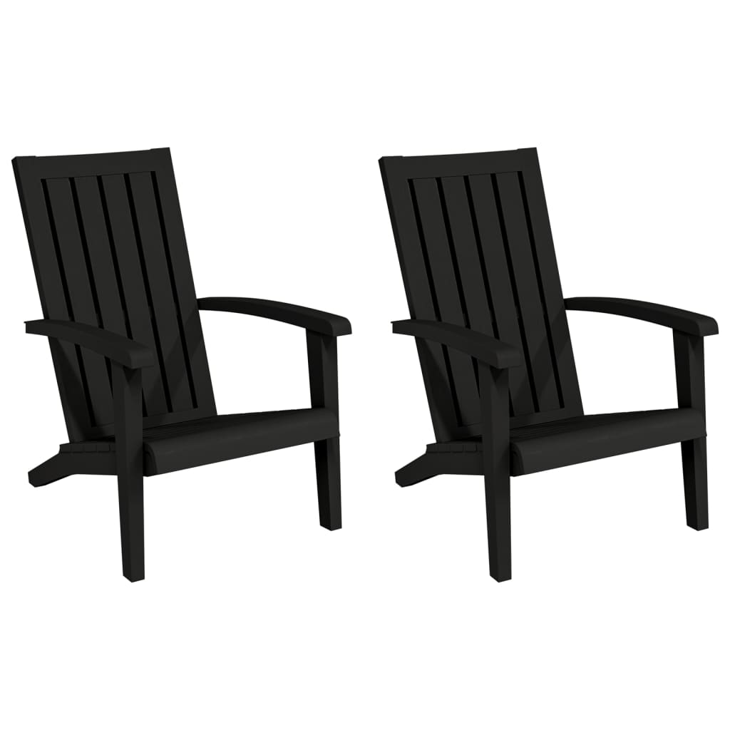 Black Polypropylene Garden Adirondack Chairs Set of 2