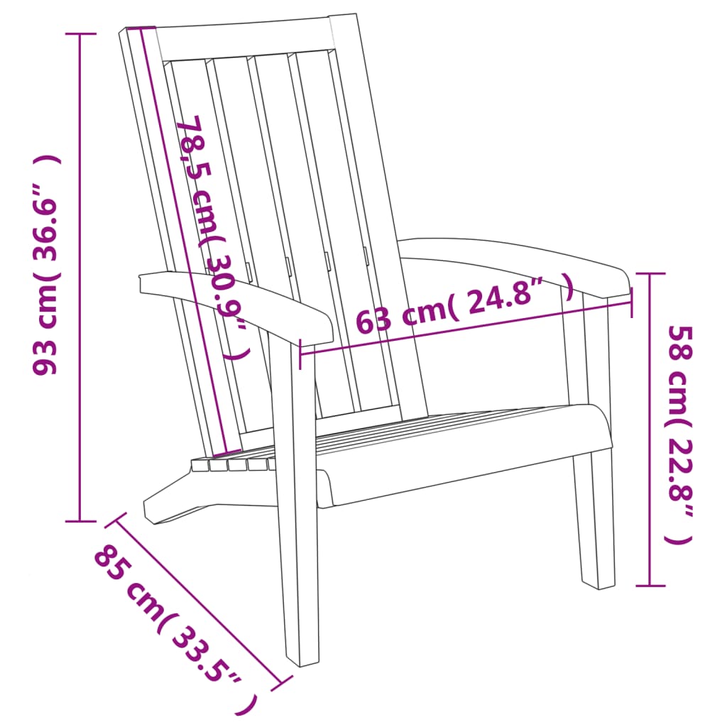 Black Polypropylene Garden Adirondack Chairs Set of 2