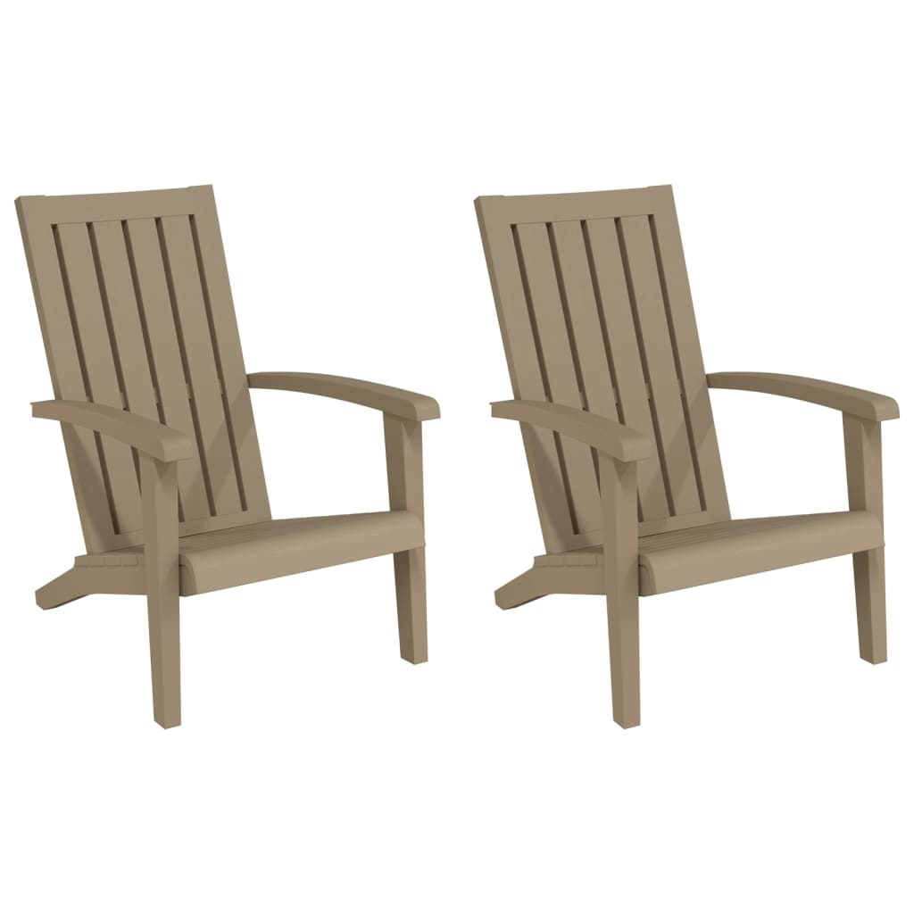 Light Brown Polypropylene Garden Adirondack Chairs, Set of 2