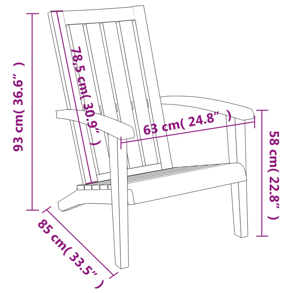 Light Brown Polypropylene Garden Adirondack Chairs, Set of 2
