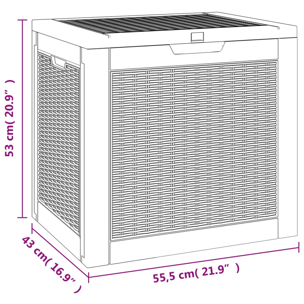 Black Polypropylene Garden Storage Box 55.5x43x53 cm