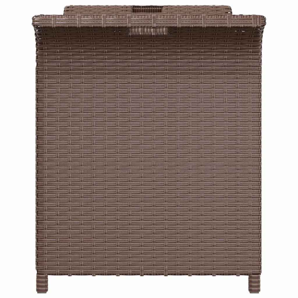 Brown Poly Rattan Garden Bench with Cushion - 116x46x57 cm