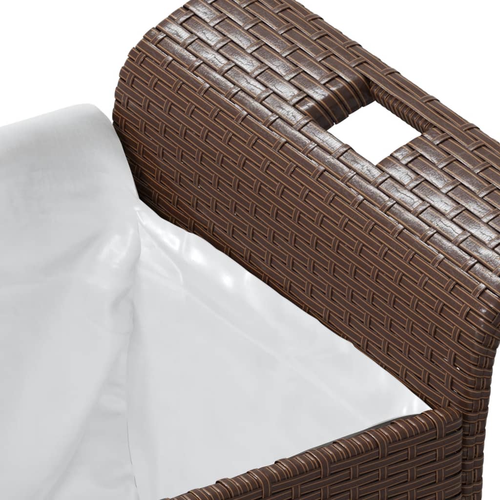 Brown Poly Rattan Garden Bench with Cushion - 116x46x57 cm