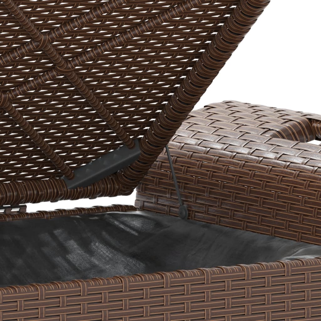 Brown Poly Rattan Garden Bench with Cushion - 116x46x57 cm