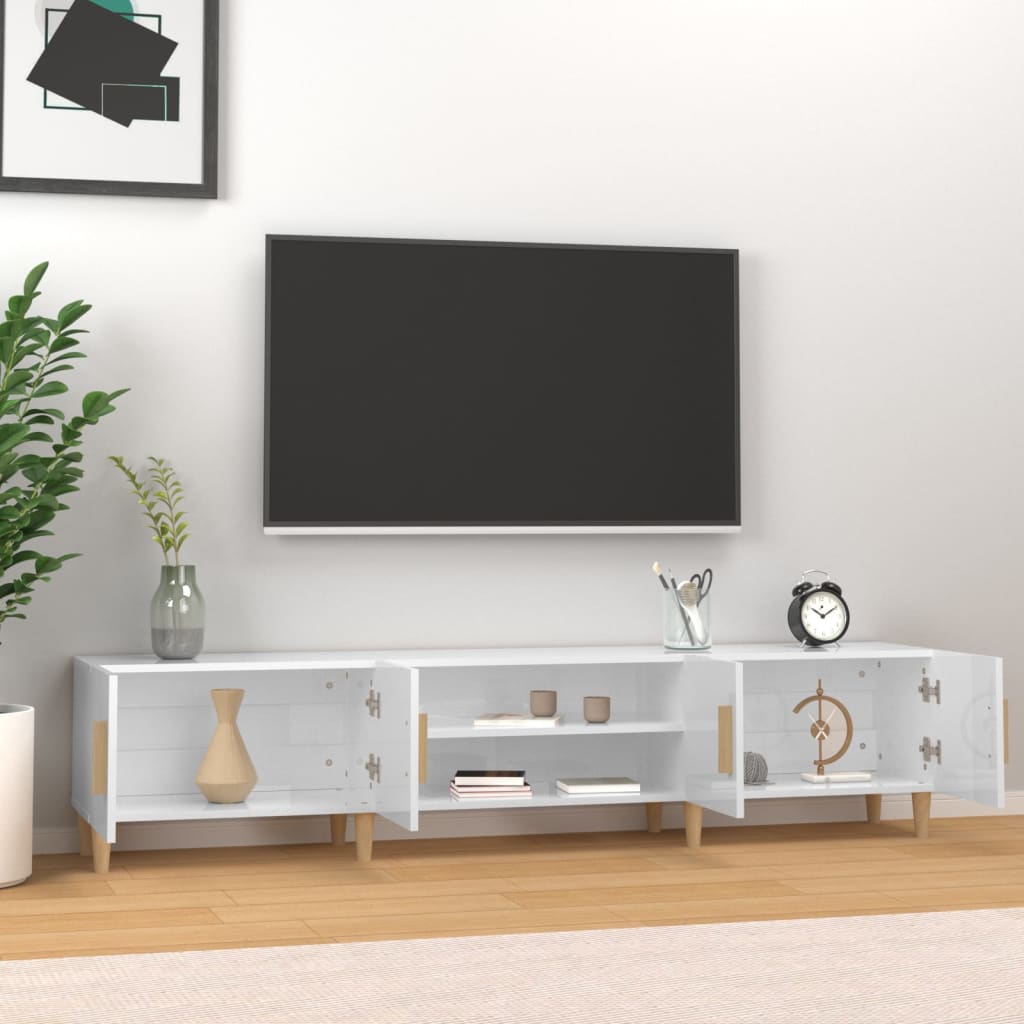 TV Cabinet High Gloss White 180x31.5x40 cm Engineered Wood