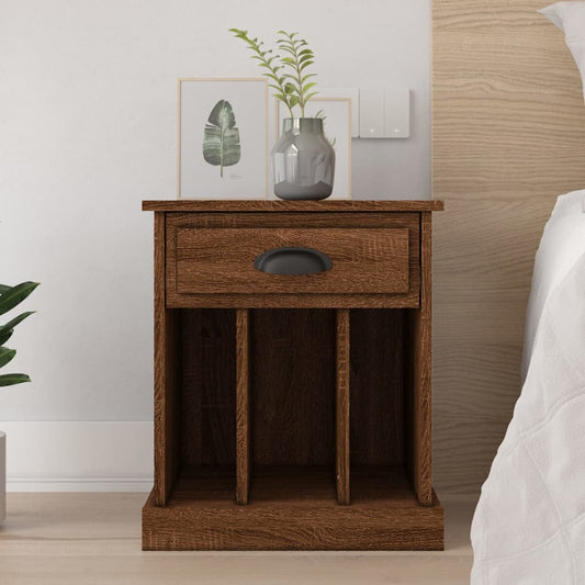 Compact Brown Oak Bedside Cabinet 43x36x50 cm - Stylish Storage
