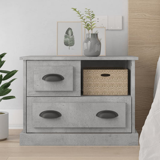 Concrete Grey Bedside Cabinet - 60x39x45 cm Modern Nightstand