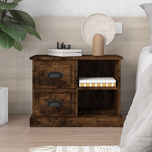 Smoked Oak Bedside Cabinet - 60x35.5x45 cm, Stylish & Durable
