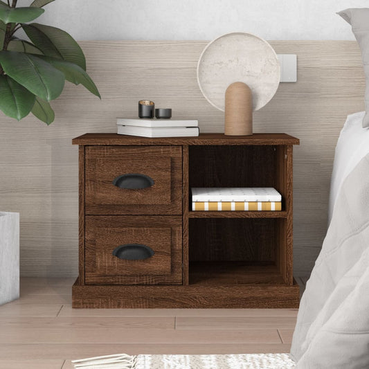 Brown Oak Bedside Cabinet 60x35.5x45 cm - Stylish & Durable