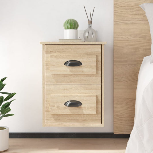 Sonoma Oak Wall-Mounted Bedside Cabinets Set, 2 pcs, 41.5x36x53cm