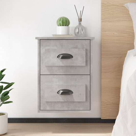 Wall-Mounted Bedside Cabinet, Concrete Grey, 41.5x36x53cm