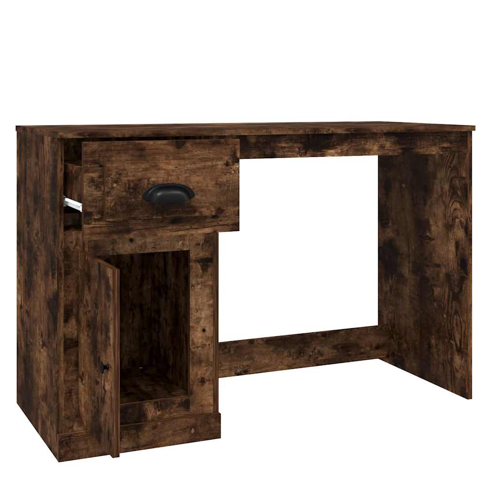 Smoked Oak Desk with Drawer - 115x50x75 cm, Engineered Wood
