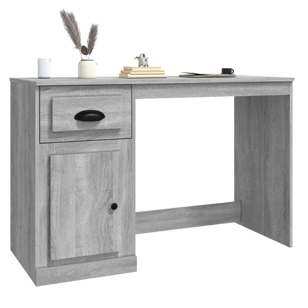 Stylish Grey Sonoma Desk with Drawer - 115x50x75 cm, Engineered Wood