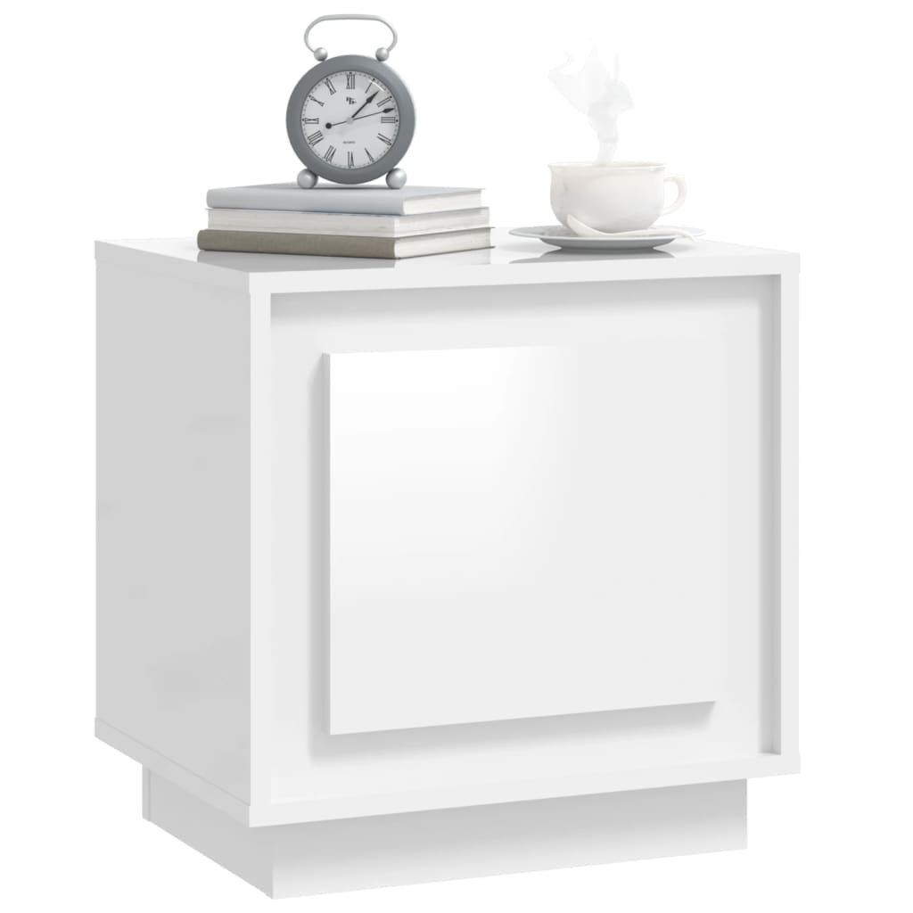 2pcs High Gloss White Bedside Cabinets, 44x35x45cm Engineered Wood