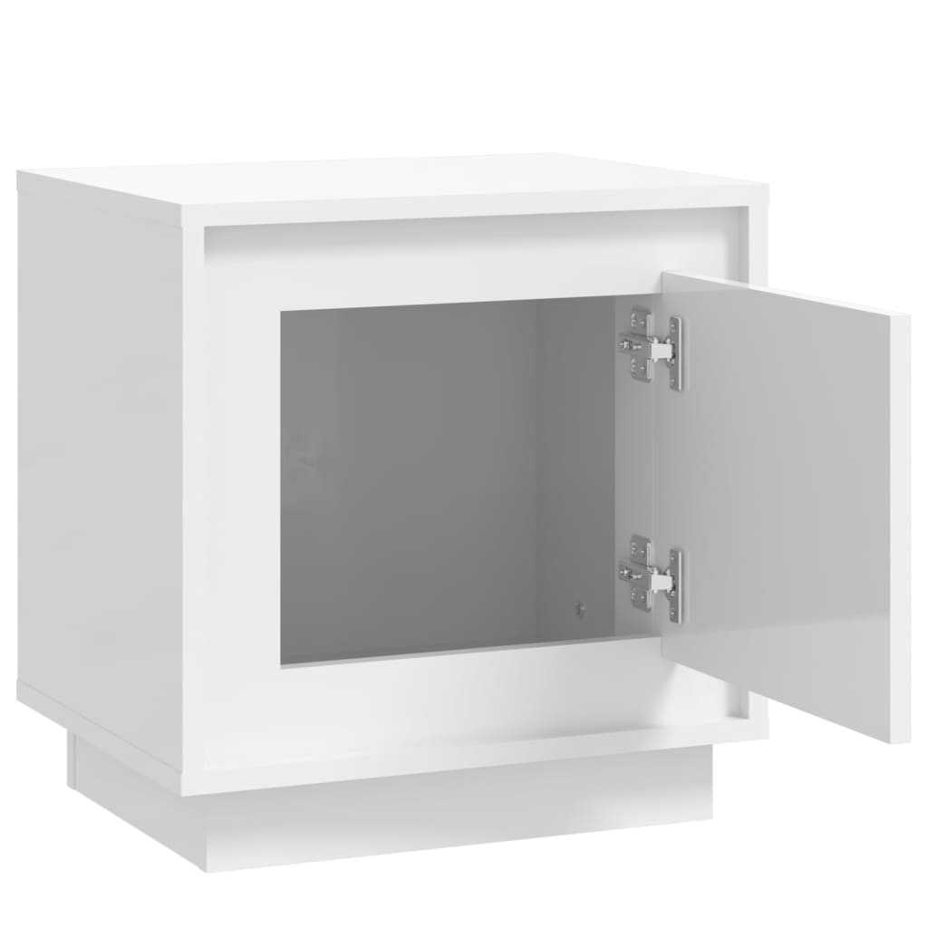 2pcs High Gloss White Bedside Cabinets, 44x35x45cm Engineered Wood