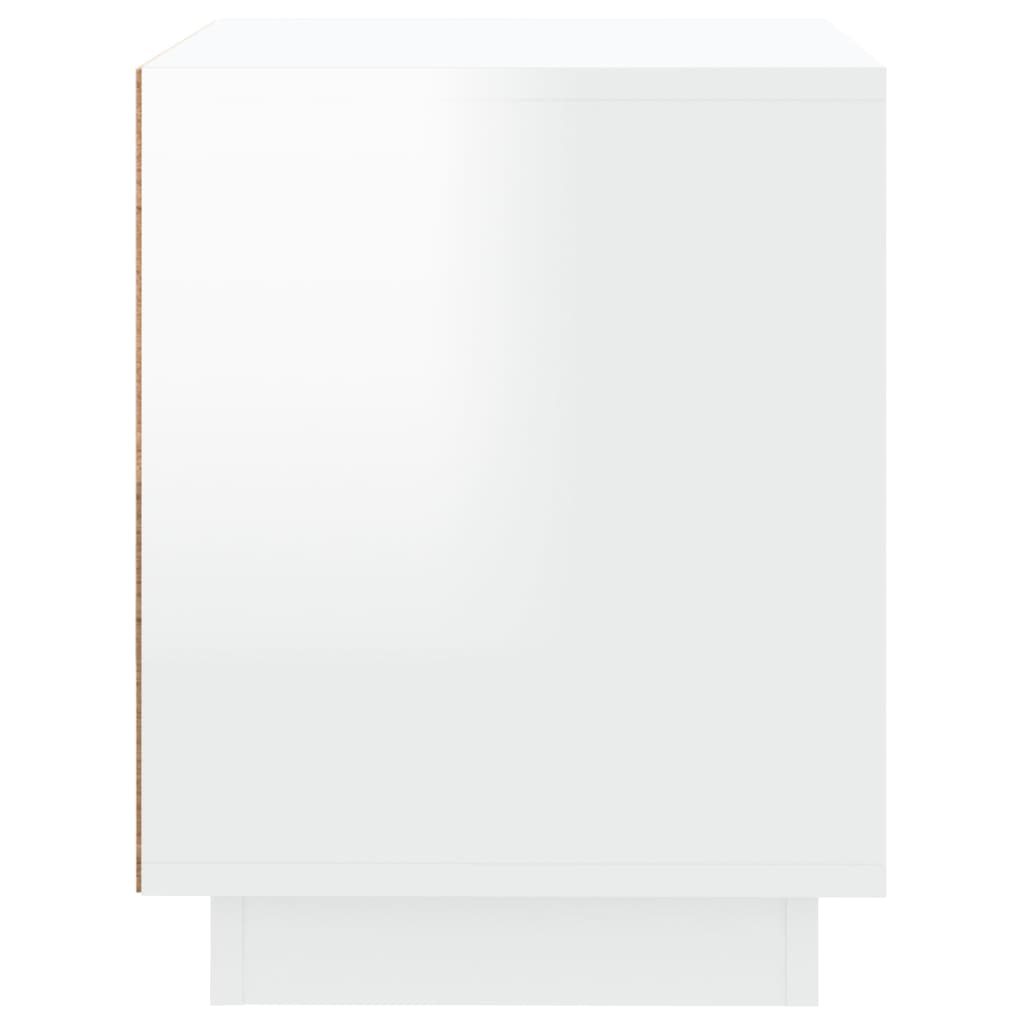 2pcs High Gloss White Bedside Cabinets, 44x35x45cm Engineered Wood