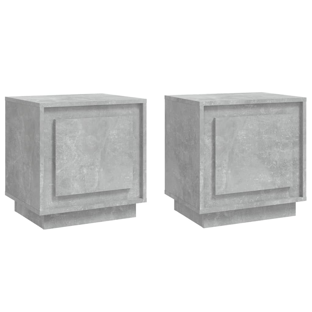 Concrete Grey Bedside Cabinets Set of 2 - 44x35x45 cm Engineered Wood