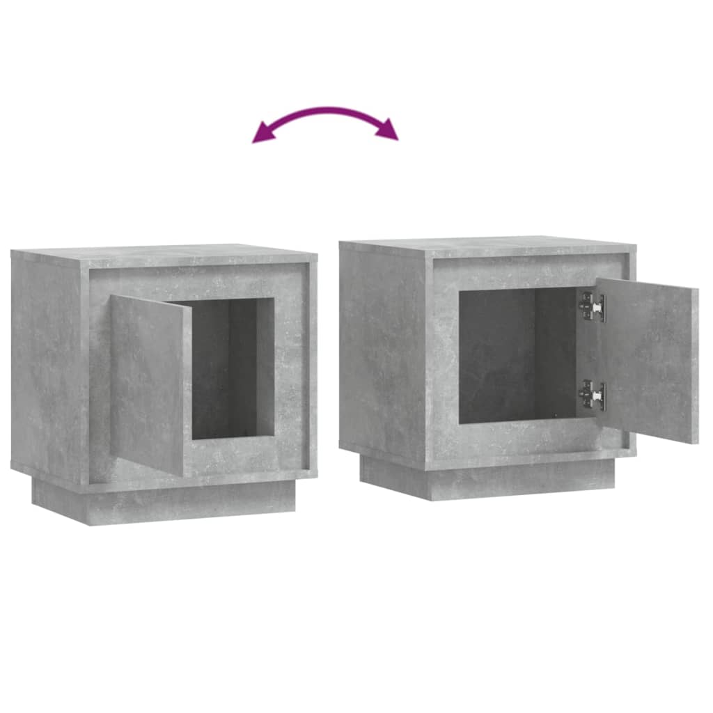 Concrete Grey Bedside Cabinets Set of 2 - 44x35x45 cm Engineered Wood