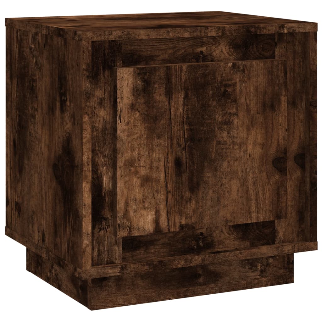 Smoked Oak Bedside Cabinet - 44x35x45 cm, Engineered Wood