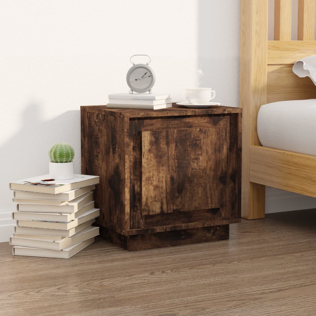 Smoked Oak Bedside Cabinet - 44x35x45 cm, Engineered Wood