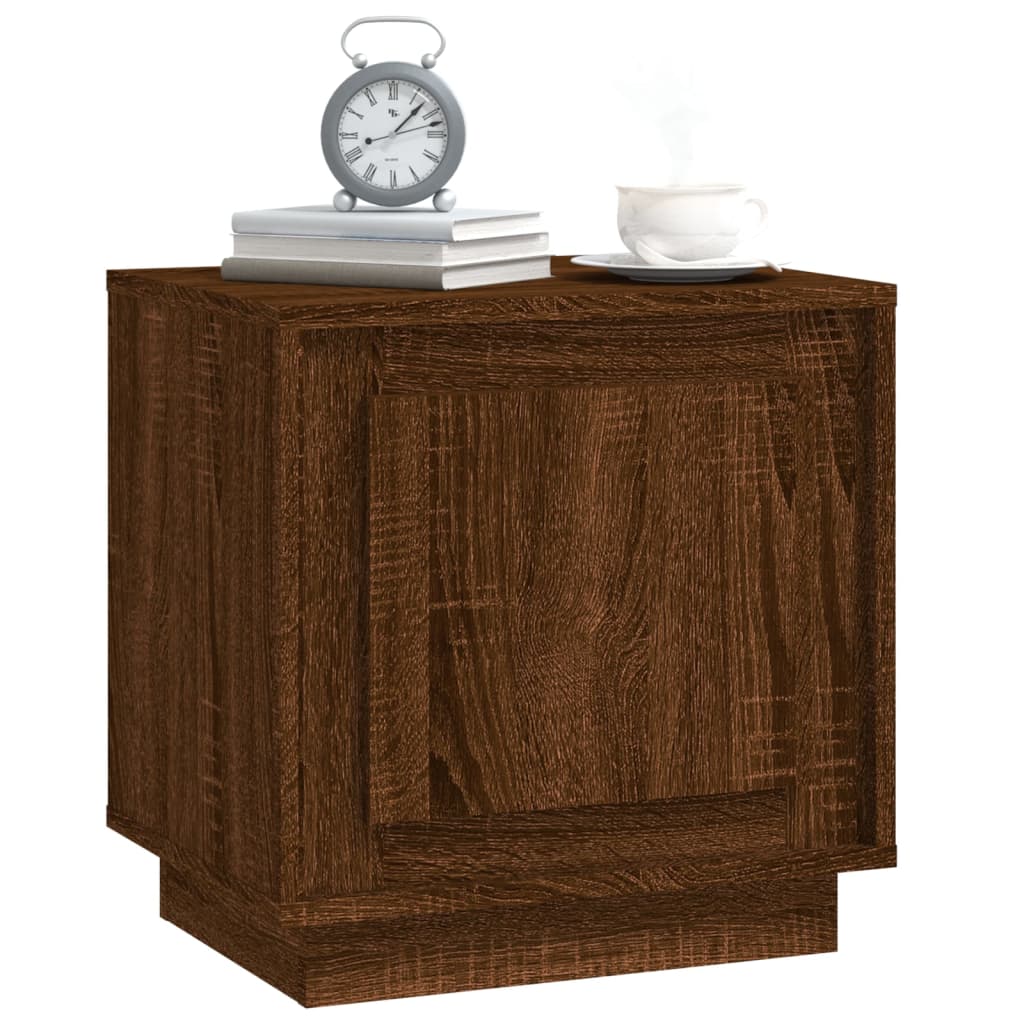 Brown Oak Bedside Cabinet 44x35x45 cm - Engineered Wood