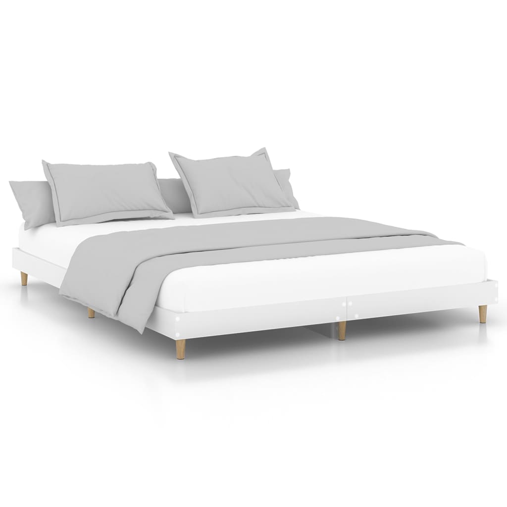 White Engineered Wood Bed Frame 200x200 cm - No Mattress Included