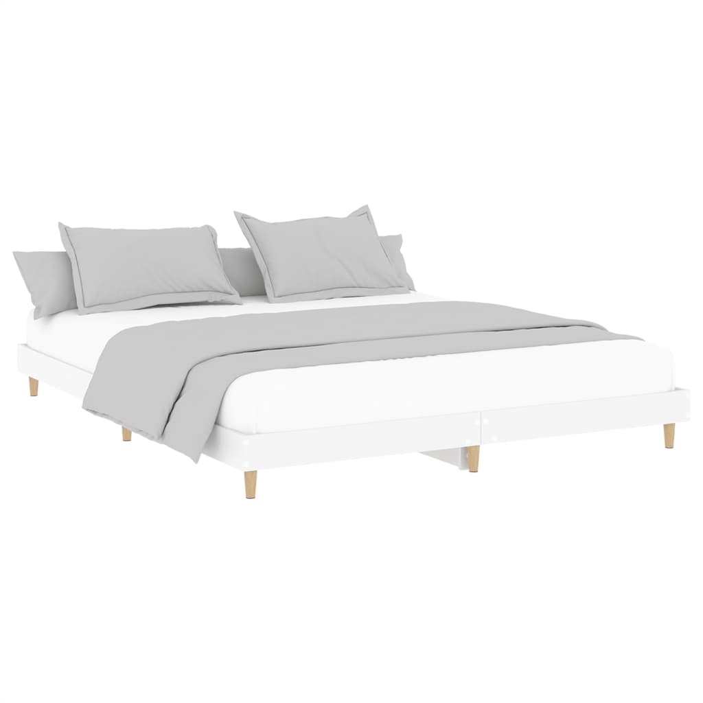 White Engineered Wood Bed Frame 200x200 cm - No Mattress Included