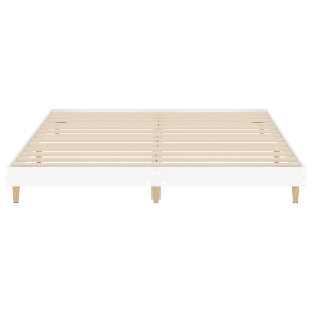 White Engineered Wood Bed Frame 200x200 cm - No Mattress Included