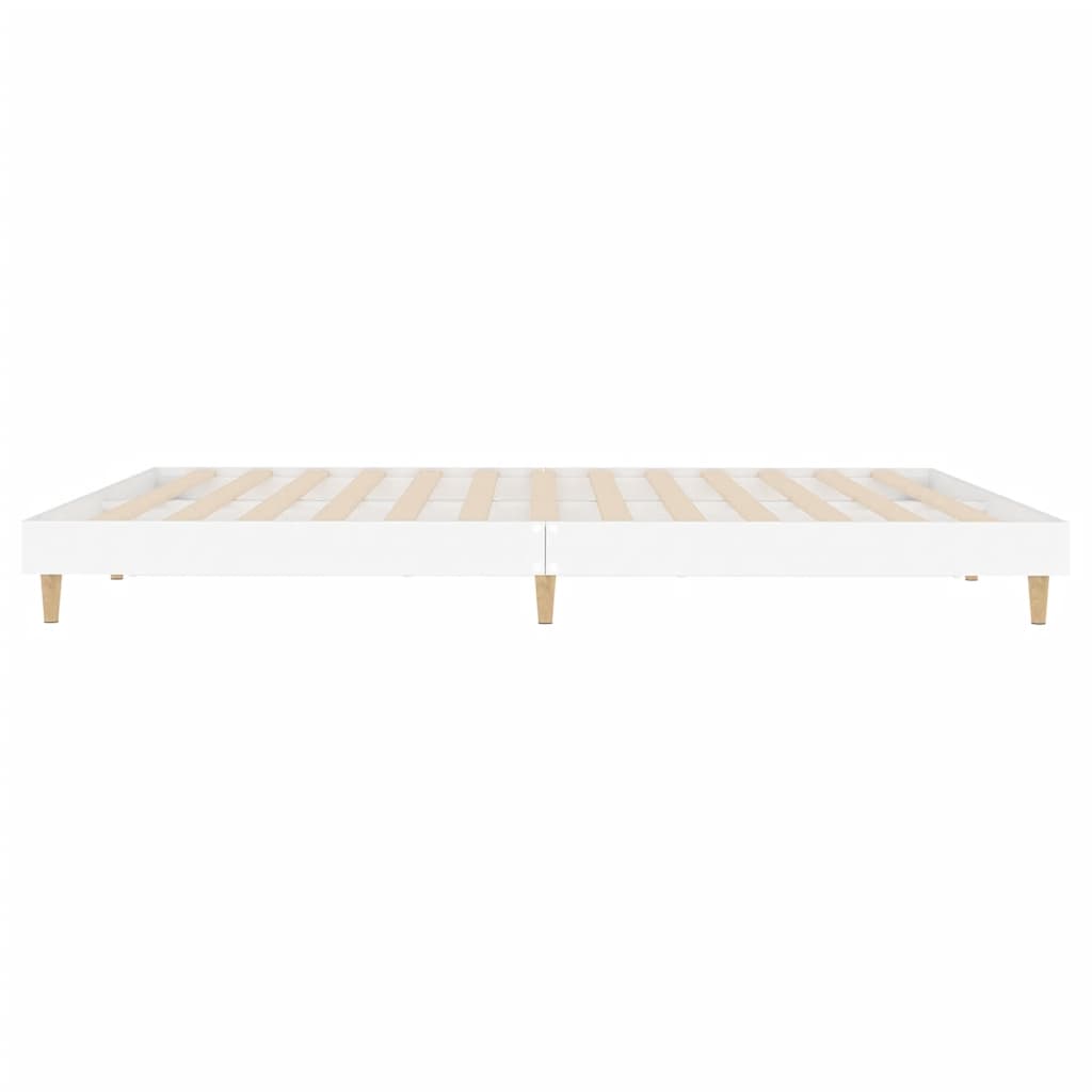 White Engineered Wood Bed Frame 200x200 cm - No Mattress Included