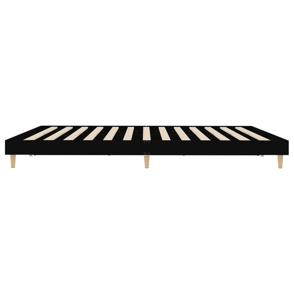 Sleek Black Engineered Wood Bed Frame 200x200 cm - No Mattress Included
