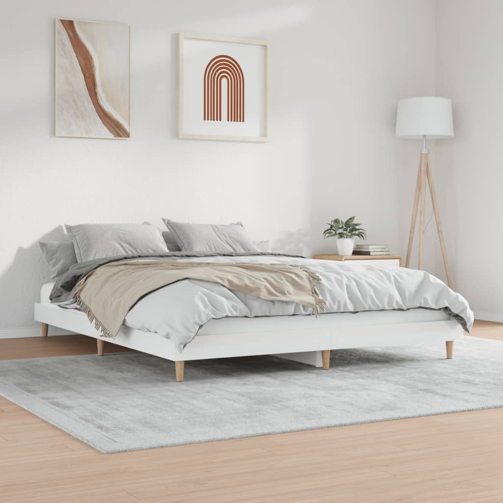 High Gloss White Bed Frame 200x200 cm - Modern & Stylish Design