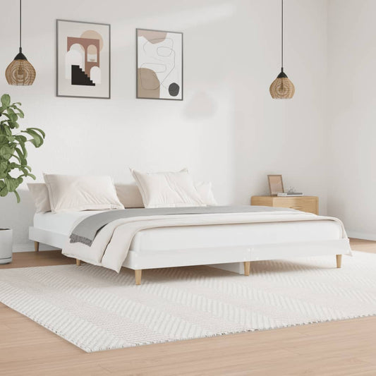High Gloss White Bed Frame 200x200 cm - Modern & Stylish Design