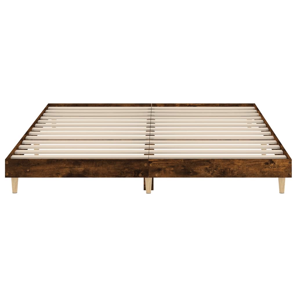 Smoked Oak Bed Frame 200x200 cm - Engineered Wood