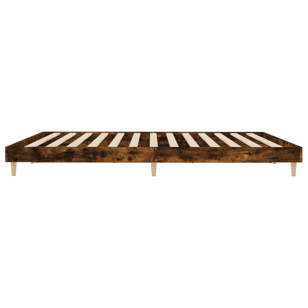 Smoked Oak Bed Frame 200x200 cm - Engineered Wood