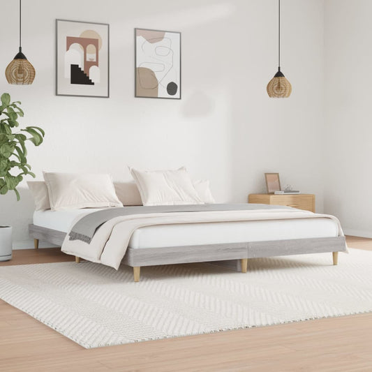 Grey Sonoma Engineered Wood Bed Frame, 200x200 cm - No Mattress