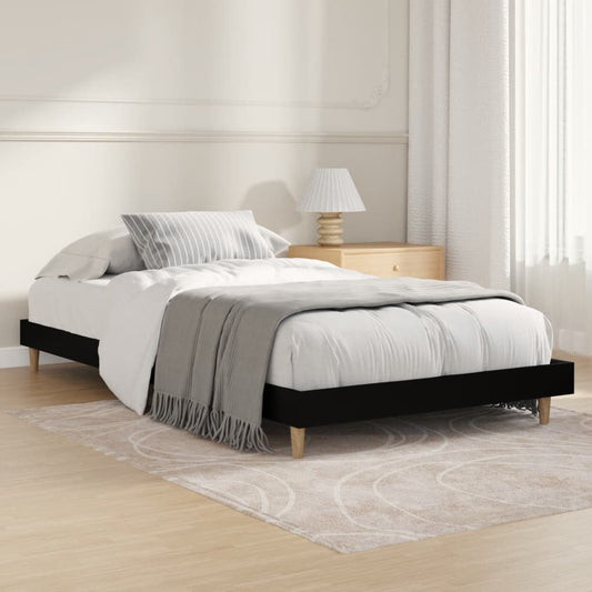 Black Engineered Wood Bed Frame 100x200 cm - No Mattress Included