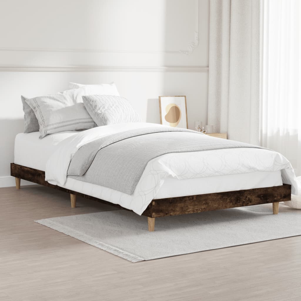 Smoked Oak Bed Frame 100x200 cm, Engineered Wood (No Mattress)