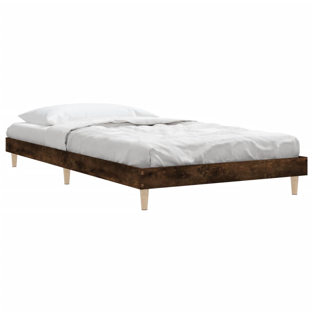 Smoked Oak Bed Frame 100x200 cm, Engineered Wood (No Mattress)