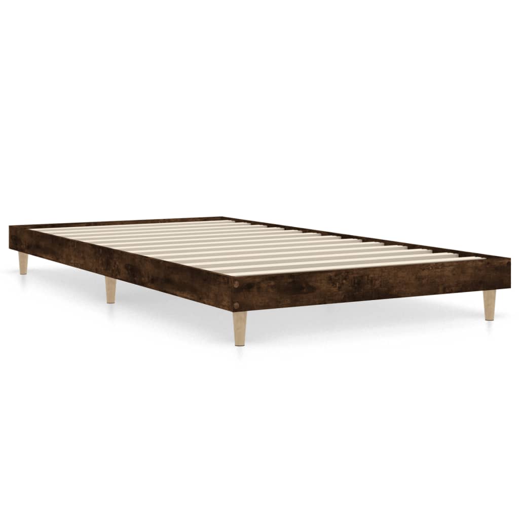 Smoked Oak 90x200 cm Bed Frame | Engineered Wood (No Mattress)