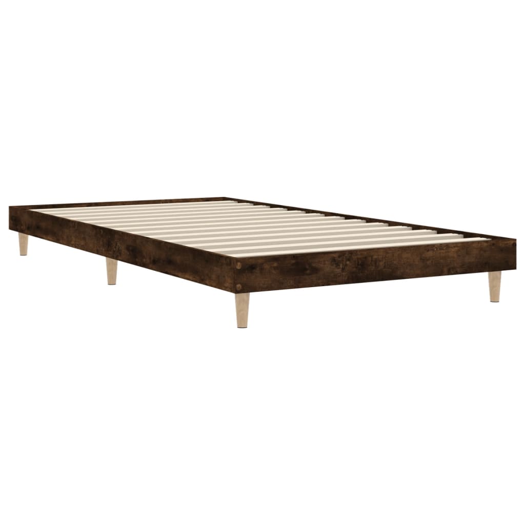 Smoked Oak 90x200 cm Bed Frame | Engineered Wood (No Mattress)