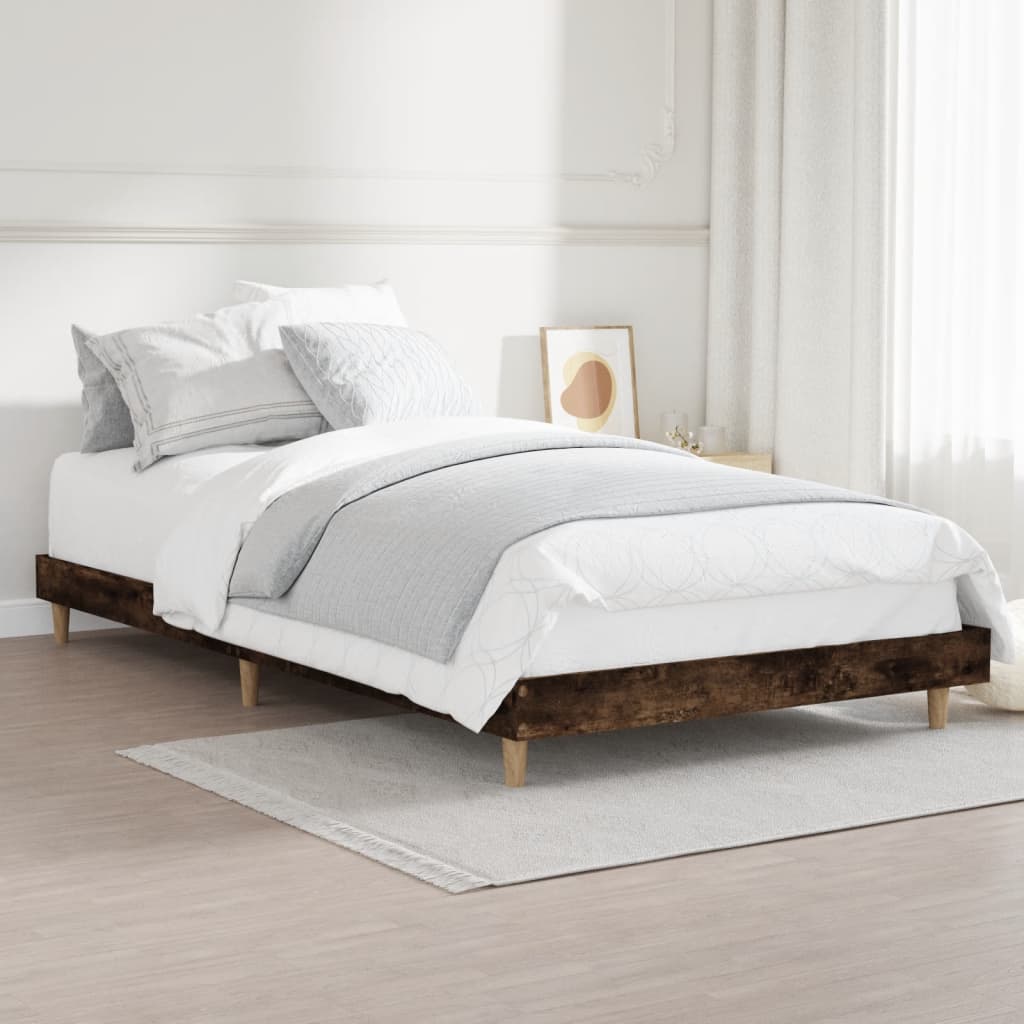 Smoked Oak 90x200 cm Bed Frame | Engineered Wood (No Mattress)