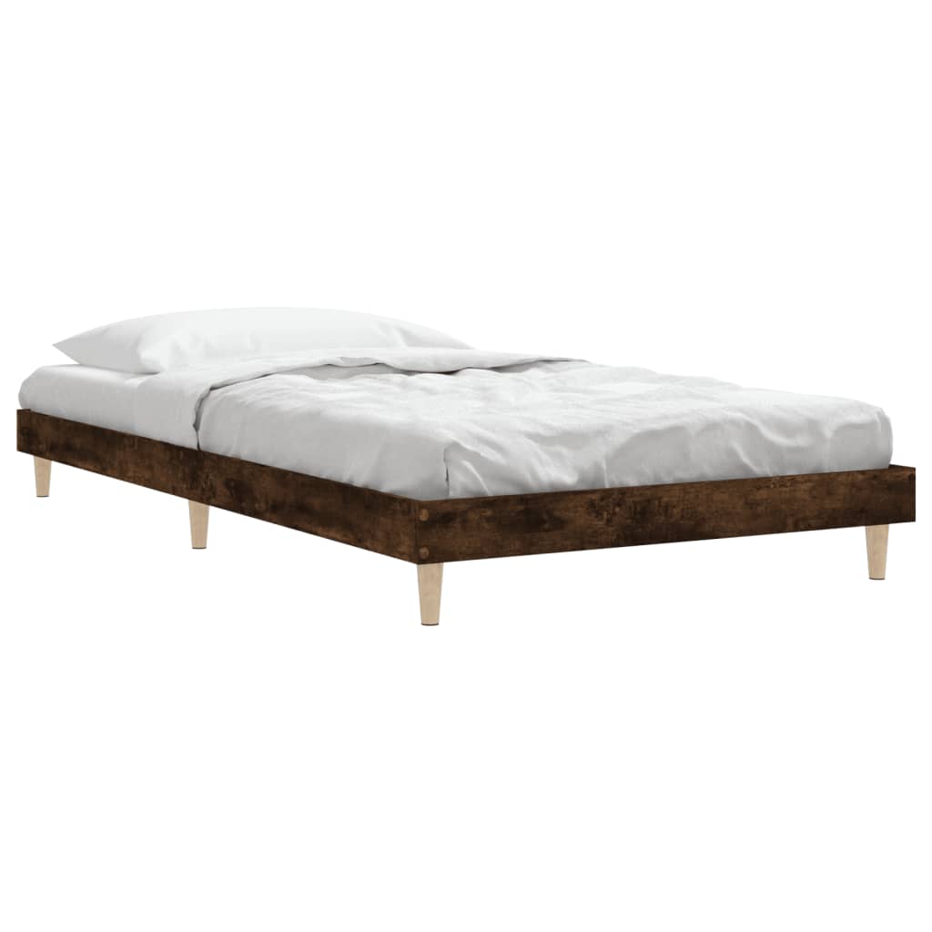 Smoked Oak 90x200 cm Bed Frame | Engineered Wood (No Mattress)