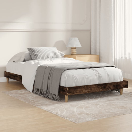 Smoked Oak 90x200 cm Bed Frame | Engineered Wood (No Mattress)