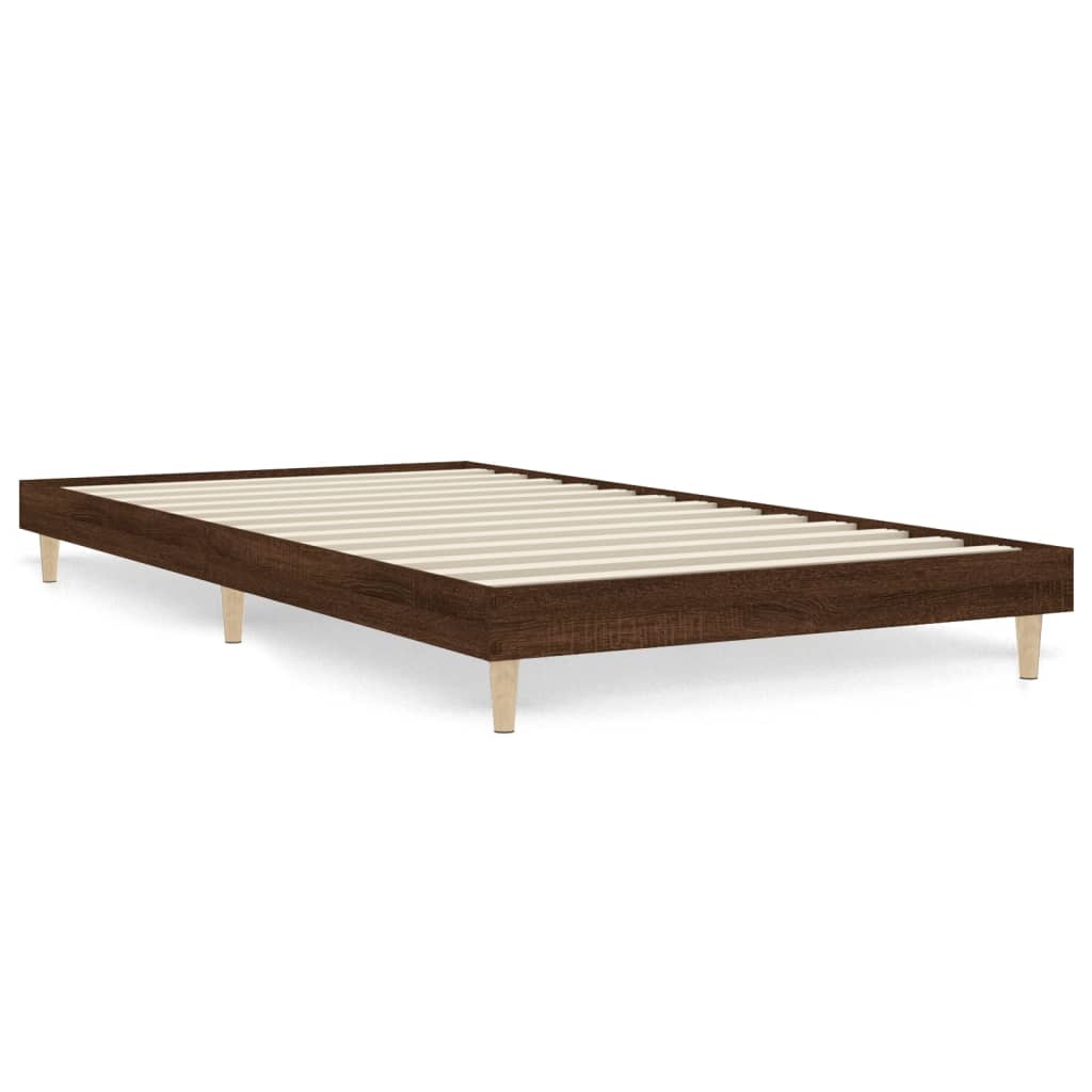 Brown Oak Engineered Wood Bed Frame 90x200 cm - No Mattress Included