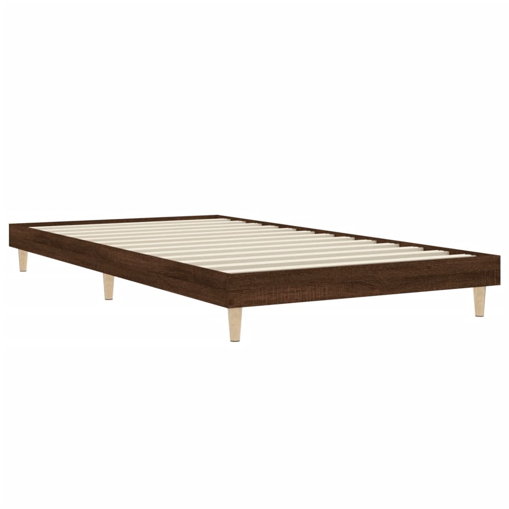 Brown Oak Engineered Wood Bed Frame 90x200 cm - No Mattress Included