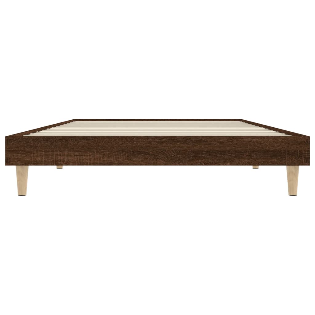 Brown Oak Engineered Wood Bed Frame 90x200 cm - No Mattress Included